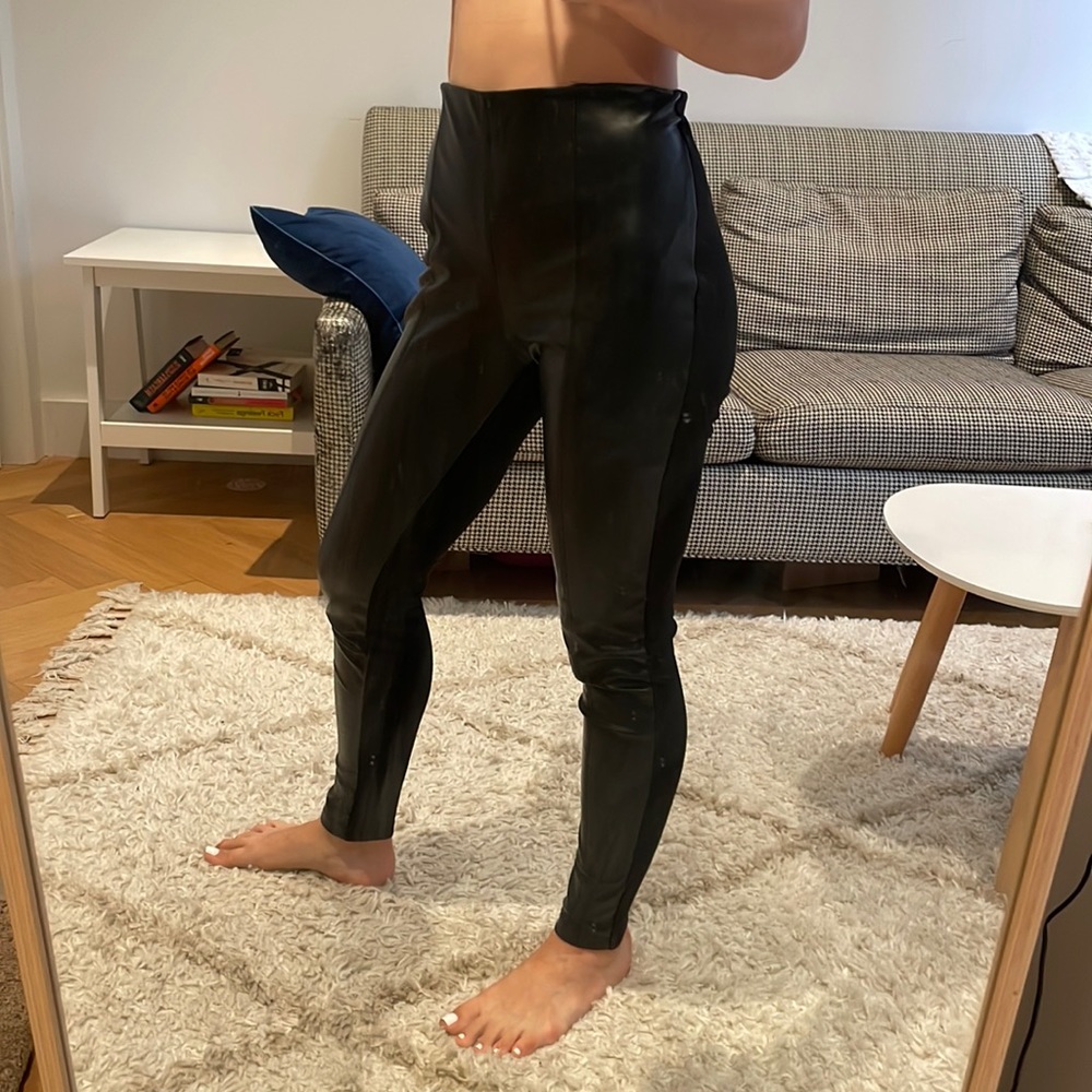 Mango faux leather look front leggings XS